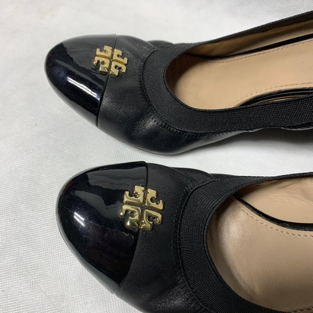 Tory Burch Black Leather Jolie Wedges - Picture 4 of 7